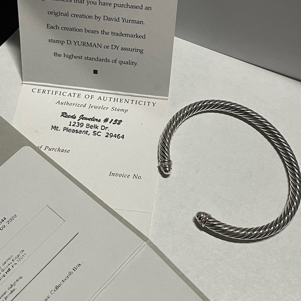 David Yurman Cable Classic Collection Bracelet with Diamonds, 5mm medium